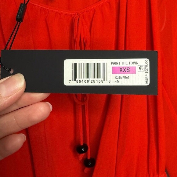 NWT Donna Karan‎ Women's Poet Blouse in Red- Sz XXS - Picture 7 of 9